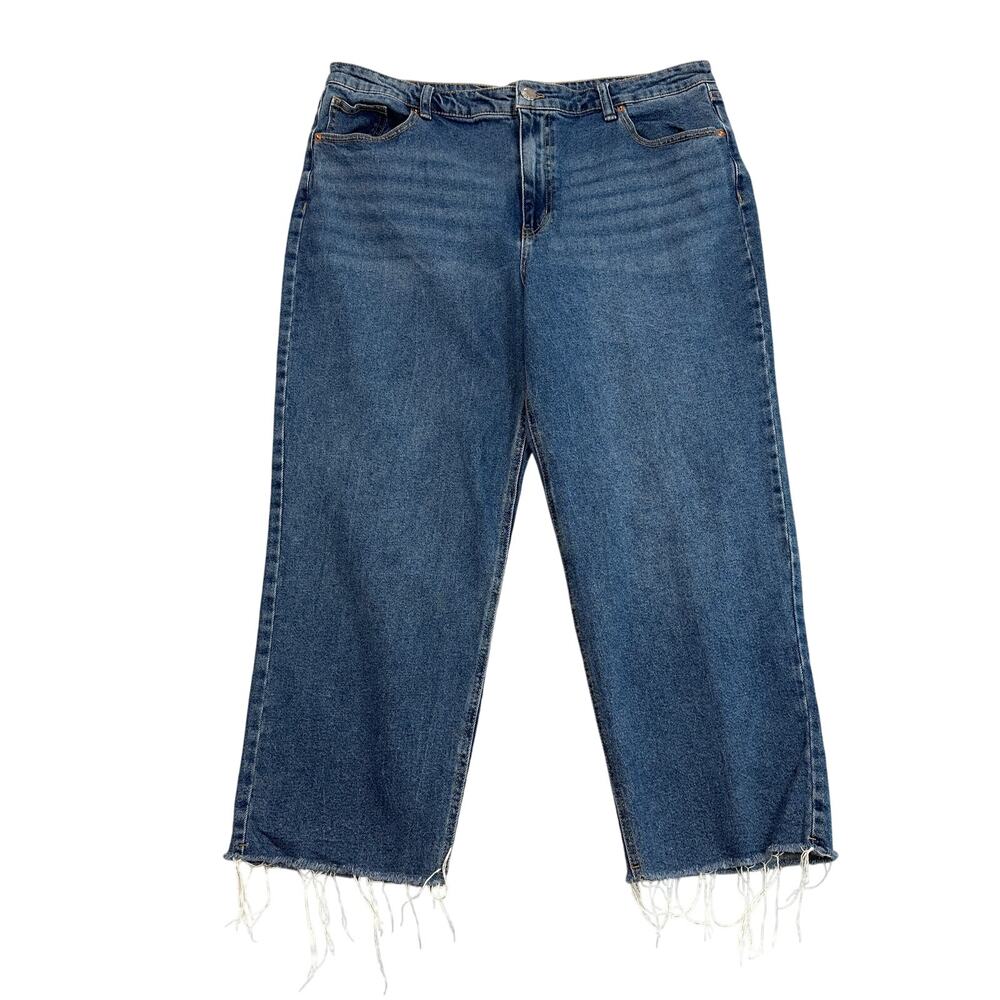 Wild Fable Jeans WMNS 12 medium Wash High Rise Straight Ankle Cropped Raw Hem